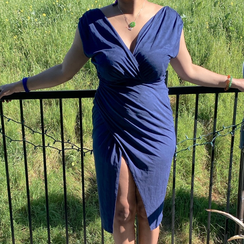 Deep Blue Plus Size Dress (New) - 1X